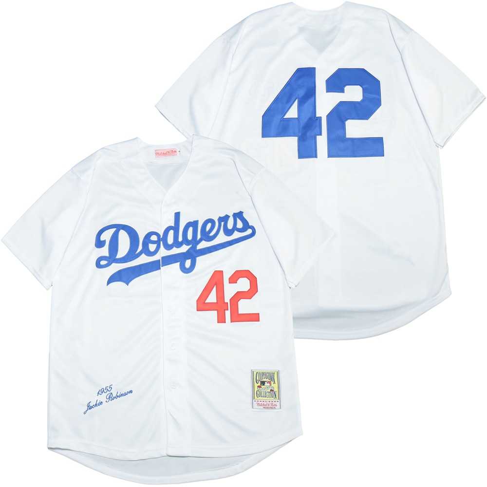 Dodgers 42 Jackie Robinson White 1955 Cooperstown Collection Jersey,We sell and wholesale Dodgers 42 Jackie Robinson White 1955 Cooperstown Collection Jersey on line form chian!